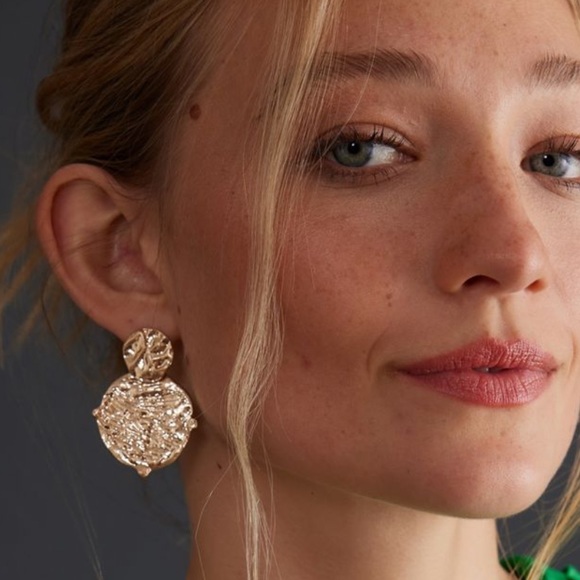 NWT Anthropologie Chunky Double-Coin Drop Earrings - Picture 2 of 4